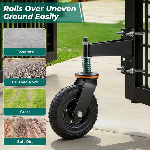Heavy Duty Gate Wheel 8 Inch Gate Wheels For Wooden And Metal Tube Gates Spring Loaded Gate Caster With 600 Lbs Capacity