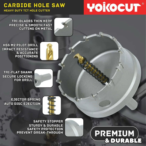 3 Inch Carbide Tipped Hole Saw With Pilot Bit For Stainless Steel And Metal Cutting 76mm Diameter 25mm Depth
