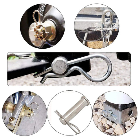 Beefed Up Heavy Duty Steel Double Coil R Clip Hair Pins Set for Trailers Trucks Boats Strollers and Cargo Gear Retaining Cotter Pins