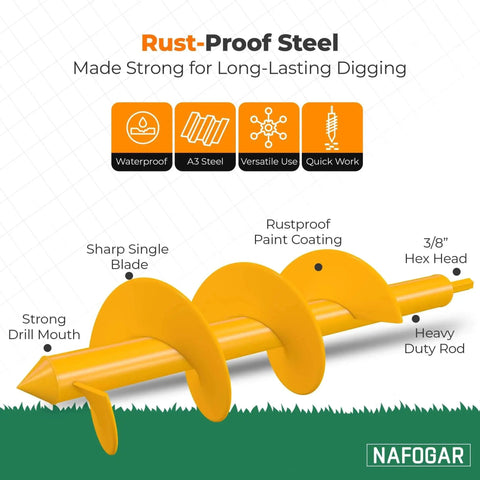 Heavy Duty Garden Auger Drill Bit Set For Planting Two Pack With 1.6 Inch By 16.5 Inch And 3.5 Inch By 16 Inch Spiral Hole Diggers For Planting Bulbs Bedding Plants And More Compatible With Three Eighths Inch Hex Drive showing design features