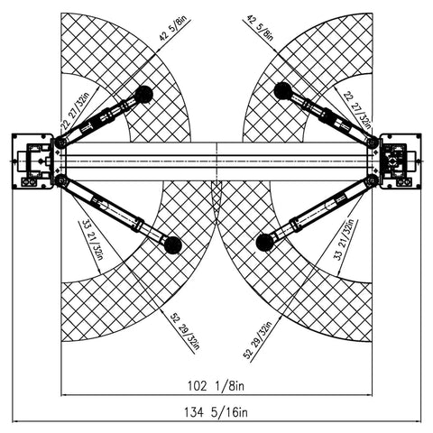 APlusLift HW-10KBP two-post floor-plate car lift, 10,000 lb capacity, schematic diagram