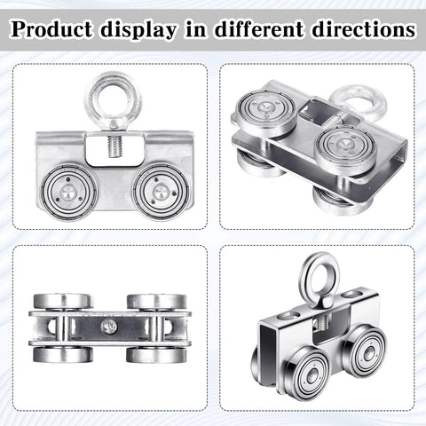 Four-Piece Ring-Style Electric Hoist Trolley Set For 1-5/8 Inch Wide Strut Channel, silent galvanized wheel trolleys display