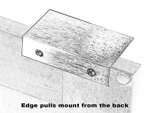 Diagram showing back mount installation of 3 Inch Back Mount Finger Edge Pull Brushed Nickel Finish For Cabinets And Drawers.