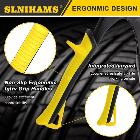 Yellow ergonomic handle of Five Blade Hand Crimper For Sheet Metal Ductwork And Stove Pipe Built Tough For 24 To 28 Gauge Ducts