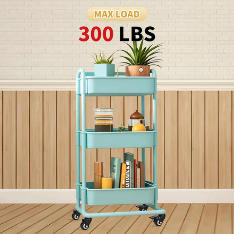 Turquoise shelving unit on 2 Inch Stem Caster Wheels Set Of 4 With 5/16 By 1-1/2 Inch Stem Iron And Plastic Sockets, max load 300 lbs