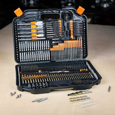 Open view of All-In-One 246-Piece Drill Bit and Driver Set for Wood, Metal, Concrete Drilling and Screw Driving With Plastic Carrying Case