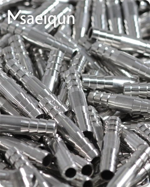 Stainless steel 3/8 in barb splicer hose fittings, round union couplers with clamps, pack of 10