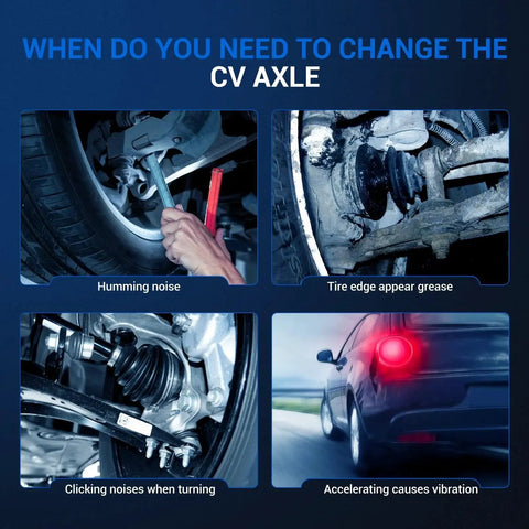 Indications for replacing Pair Front CV Axle Shaft Assembly Replacement For 2007 To 2020 Chevy Tahoe Silverado 1500 Suburban Yukon GMC Sierra 1500 Cadillac Escalade 4x4 Driver And Passenger Side including noise and vibration issues.