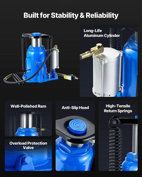 Air Hydraulic Bottle Jack 32 Ton Floor Jack With Manual Pump And Pneumatic Lift features and components
