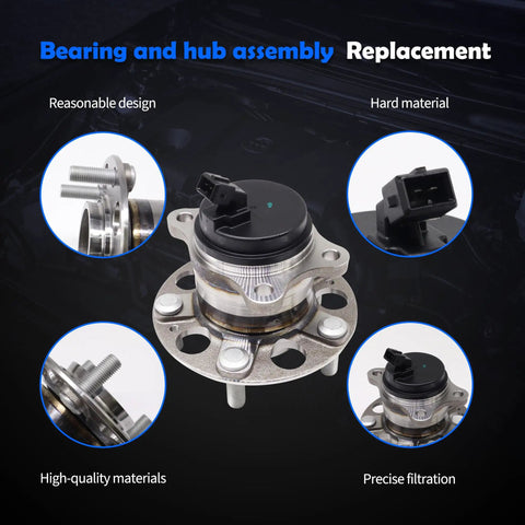 Rear Wheel Bearing And Hub Assembly With ABS For Hyundai Elantra 2017 2020 And Kona 2018 2022 5 Lug, Speed Sensor Included shown