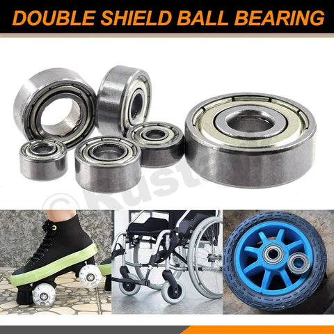 Six Size Carbon Steel Deep Groove Ball Bearing Set With Double Shielding 60 Pieces For Furniture Wheels Skateboards And Scooters By Rustark