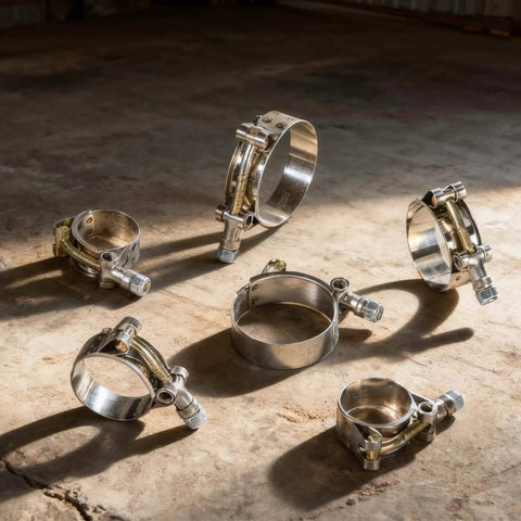 20 Pack T Bolt Hose Clamps Set With Six Sizes For Universal Fit 28 To 64mm 0.75 To 2 Inch Hose ID 304 Stainless Steel
