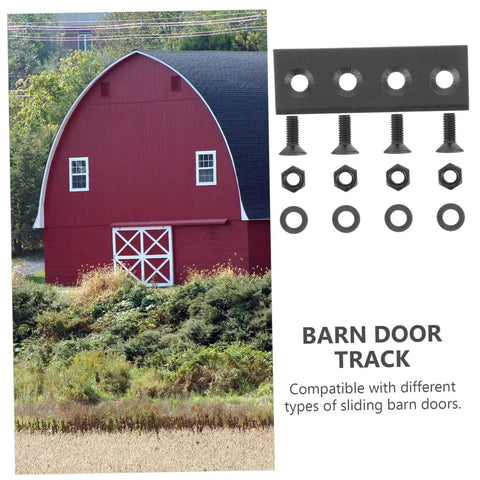 1 Set Barn Door Track Connector Kit For Sliding Barn Doors, Hardware Connecting Adapter, shown with red barn and hardware components