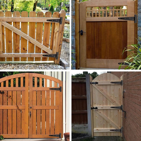 6 Pack 8 Inch T Strap Hinges Heavy Duty Shed Door Hinges Gate Strap Black Tee Hinge for Wooden Fences Installed on Gates