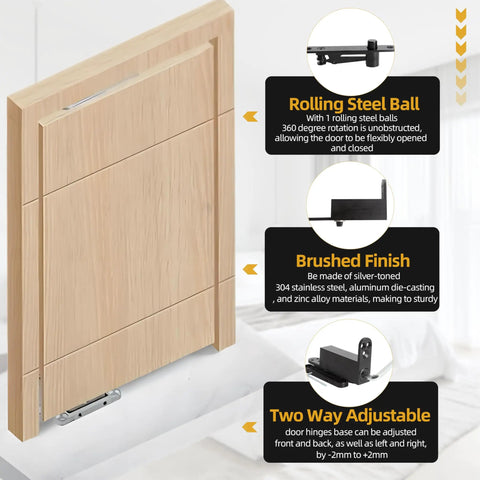 Self Closing Pivot Door Hinge, Heavy Duty Hidden Door Hardware For Wood Secret Doors, 360 Degree Shaft Stainless Steel With Black Finish installed