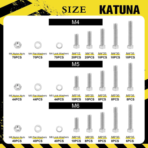 Must Have 616 Piece Metric Bolt And Nut Set In 304 Stainless Steel For DIY Projects From KATUNA Includes M4 M5 M6 Hex Head Cap