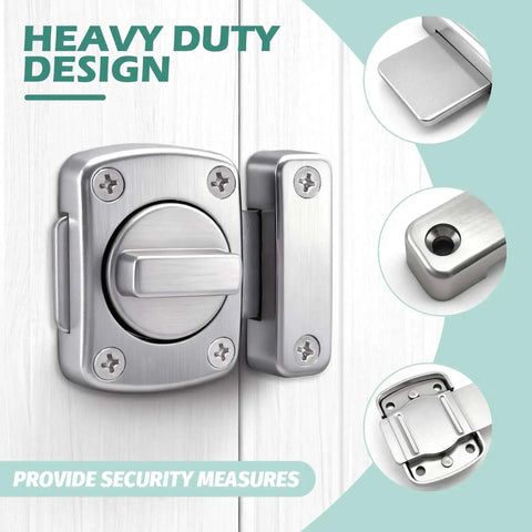 Rotary Bolt Latch Lock With Six Screws For Cabinets Windows And Bathrooms Easy Install Privacy Lock, zinc alloy, front view.