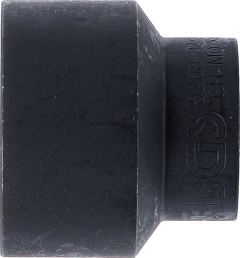 Side view of Spiral Profile Twist Socket Screw Extractor, 32mm Spanner, Chrome Molybdenum Steel, Eats Into Stripped Screws For Easy Loosening Of Damaged Nuts And Hex Heads, Burnished Finish, Half Inch Drive