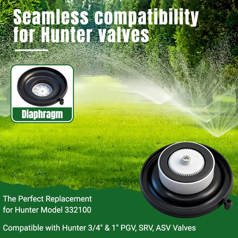 Diaphragm repair kit for sprinkler valves, 4-pack, compatible with Hunter PGV/SRV/ASV valves; black housing with white diaphragm