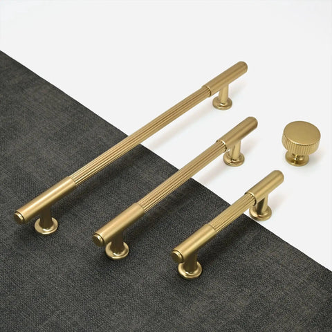 10 Pack Champagne Bronze Cabinet Pulls 5 Inch Center To Center Heavy Duty Solid Kitchen Drawer Handles Shown with Matching Knob