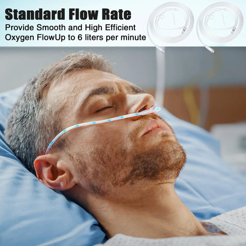 Anglechic 10-pack 7ft adult nasal oxygen cannula with soft curved nose piece, transparent tubing