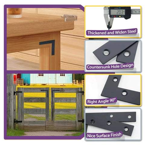 Various uses of Beefy Flat L Brackets For Wood Furniture 6x6 Inch Stainless Steel Mending Plates Matte Black Finish Sturdy Corner Braces