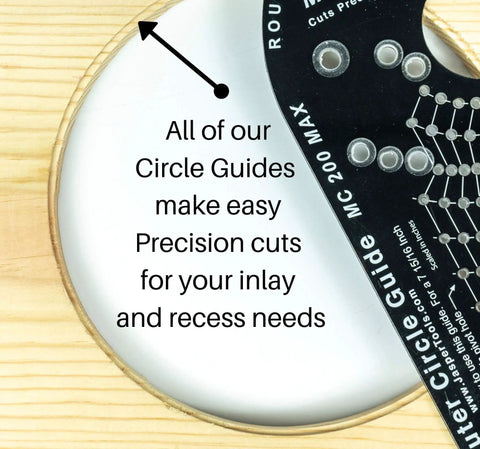 Circle Cutting Router Jig With Pro Grade Precision For Making Perfect Circles From Two And A Quarter Inches To Eighteen And One Sixteenth Inches In One Sixteenth Inch Increments 256 Circle Sizes Industrial Grade Polycarbonate Lifetime Guarantee on wood surface