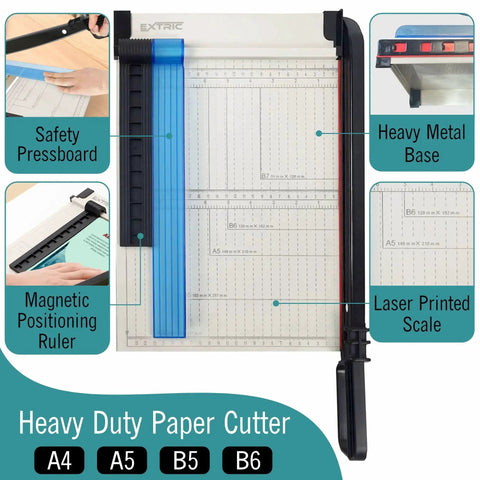 Heavy Duty 12 Inch Guillotine Paper Cutter With Safety Guard, Magnetic Guide, And Laser Printed Scale, Sturdy Metal Base