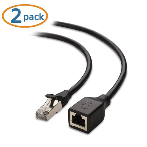 Two Pack 10Gbps Shielded Cat6 Ethernet Extension Cables, 6 Feet Each, High Speed Ethernet Extender with RJ45 connector