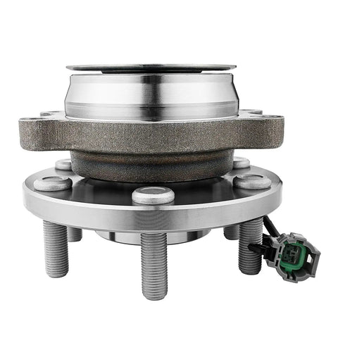 Pair Front Wheel Hub Bearing Assembly For Nissan Frontier Pathfinder Xterra And Suzuki Equator RWD Direct Fit Wheel Hub Replacement For 2005-2018 Frontier 2005-2012 Pathfinder 2005-2015 Xterra 2009-2012 Equator, showing close-up of metal hub with bolts and connector