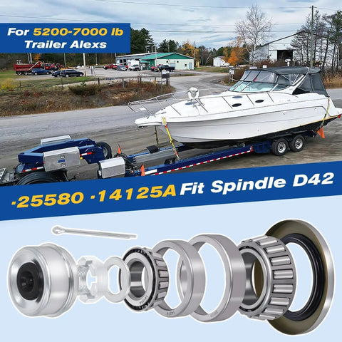 Boat Trailer Bearing Kit With Grease Seals 10 36 22333TB Spindle Nuts 2.72 Inch Dust Caps Rubber Plugs Cotter Pins For 5200 7000 Lb