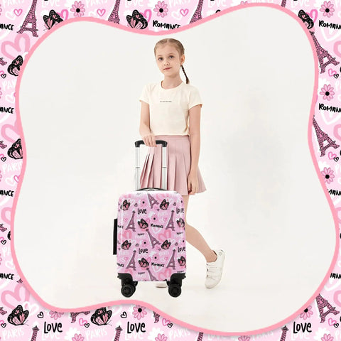 Girl with Kids 16 Inch Hardside Luggage Set With Spinner Wheels 2 Piece Carry On Suitcase For Toddlers Girls Airline Approved