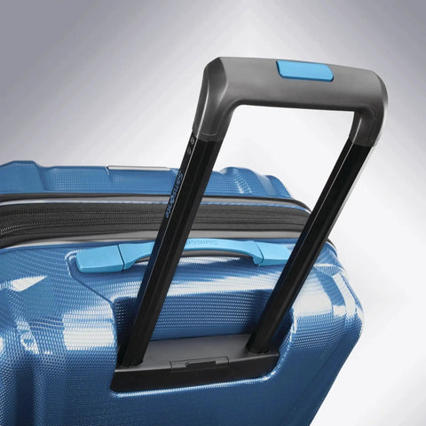 Telescoping handle of the Lightweight 3-Piece Polycarbonate Spinner Suitcase Set With 4 Smooth Spinner Wheels, Lagoon by Samsonite Swerv DLX