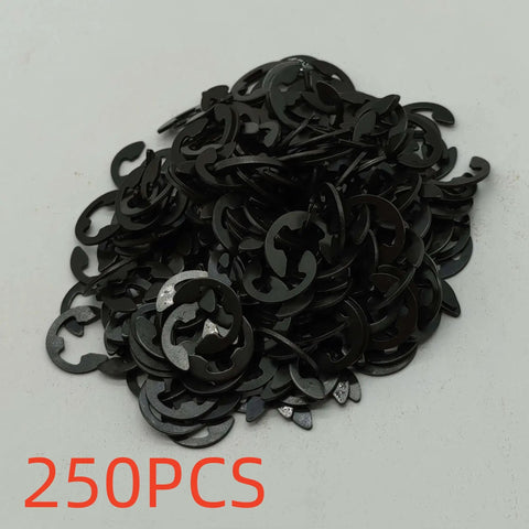 8mm Shaft E Clip Retaining Ring Set Carbon Steel Black Oxidized Finish 16mm Outer Diameter 250 Pieces pile view