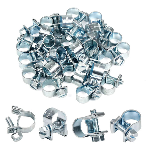 32 Piece Mini Fuel Line Clamps Set For 1/8 Inch Inner Diameter Fuel Injection Hose Adjustable 5/16 To 13/32 Inch Diameter Zinc Plated Gas Line Clips For Diesel Petrol Automotive Truck.