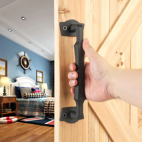 10 Inch Sliding Barn Door Handle Heavy Duty Rustic Barn Pull For DIY Sliding Door Gate Shed Garage Matte Black Square