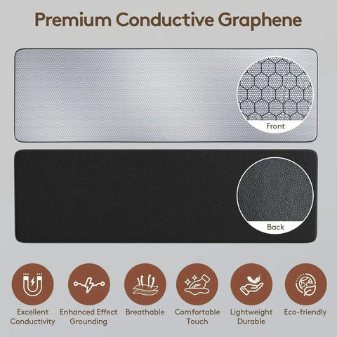 Graphene Grounding Mat For King Bed, showing front and back view with conductive graphene texture, enhances sleep and stress relief.