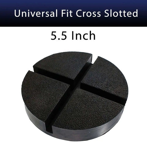 5.5 Inch Large Rubber Jack Pad Pucks Slotted For Hydraulic Floor Jacks Beveled Anti Slip Design With Cross Slots Protect Frame