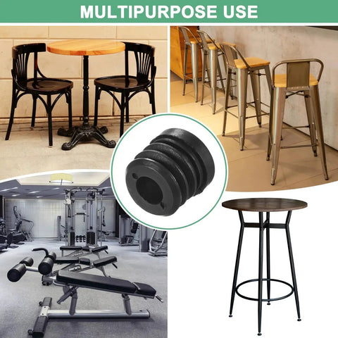 Image of Six Pack Round Tube Inserts With M8 Thread For 1 Inch Outer Diameter Plastic Tubing End Caps used in furniture and gym equipment.