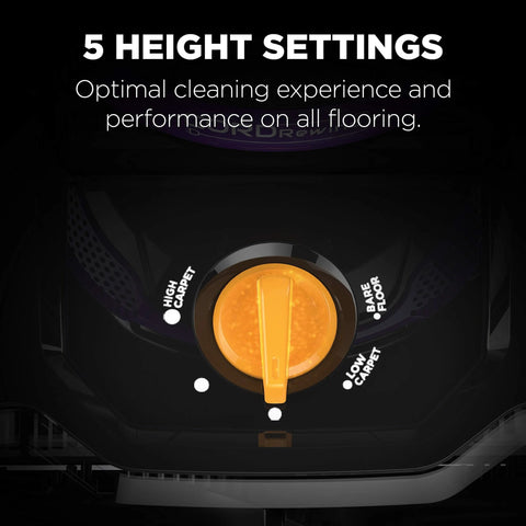 Eureka PowerSpeed NEU202 upright vacuum head with orange height knob; purple body for carpet and bare floor