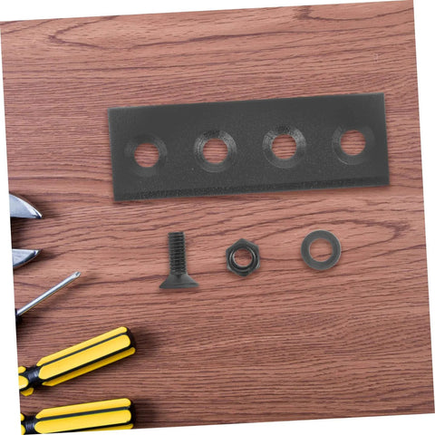 Heavy Duty Sliding Barn Door Track Connector Kit With Flat Straight Brackets Built To Last Sturdy Hardware components on wood surface