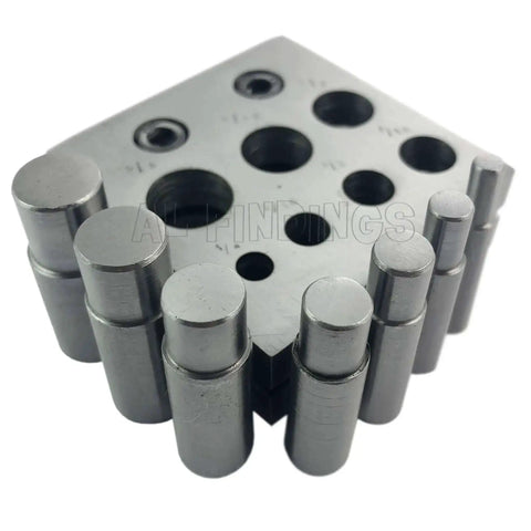 7 Piece Circular Disc Cutter Set for Metal Crafting, showing punches for one quarter to five eighth inch discs