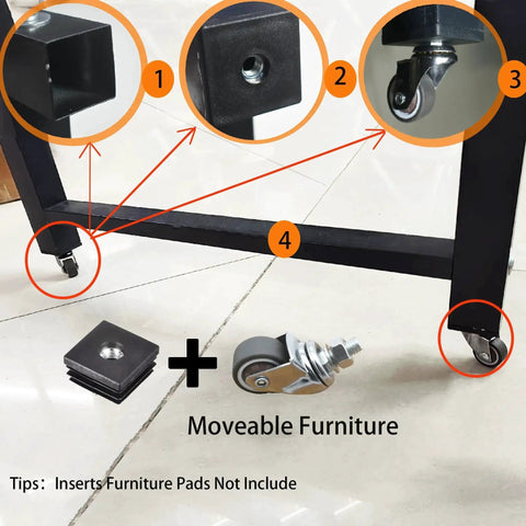 Four Pack Swivel Stem Casters With One Inch TPR Silent Wheels, 6mm M6 Threaded Bolts, Fifteen Millimeter Stem Length, Brown Finish