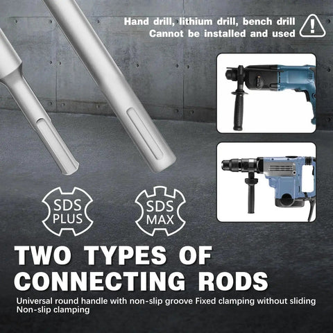 Two types of connecting rods for 22 Piece Concrete Hole Saw Kit With 30mm To 110mm Hole Saws SDS Plus and SDS Max.