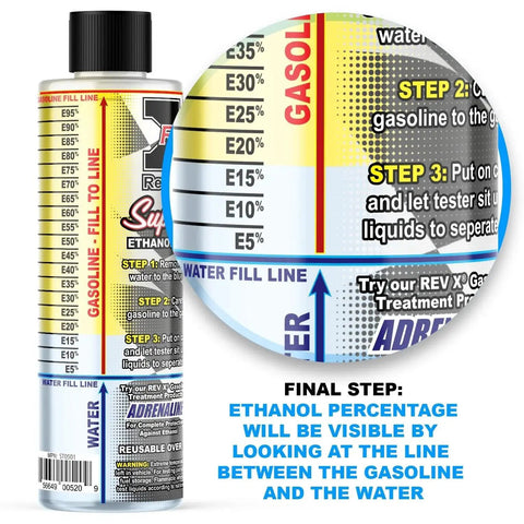 Reusable Gasoline Ethanol Test Kit For Detecting E10 To E90 Ethanol Levels with marked steps and measurement lines.
