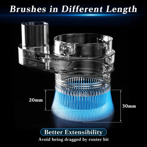 3-In-1 Dust Shoe For CNC Router, Fits 52Mm, 65Mm And 69Mm Spindles, Transparent ABS Material with varied brush lengths