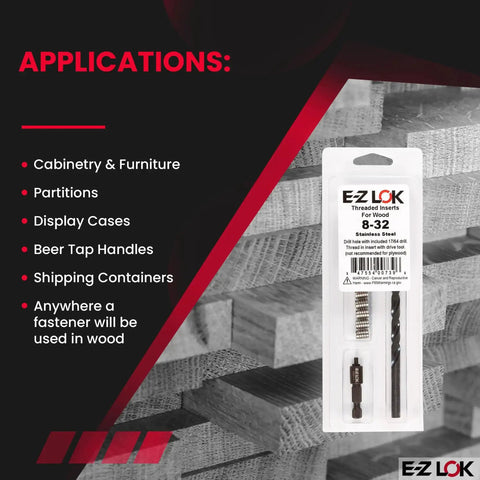 Packaging of Wood Thread Repair Kit For Soft Wood With Stainless Steel Threaded Inserts And 8-32 Knife Thread Inserts (10).