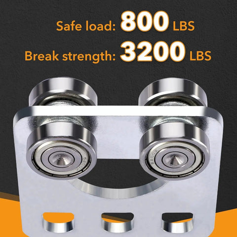 Four Wheel Trolley Assembly Rollers With Four Bearings For Unistrut Trolleys, rust-resistant galvanized carbon steel, safe load 800 lbs