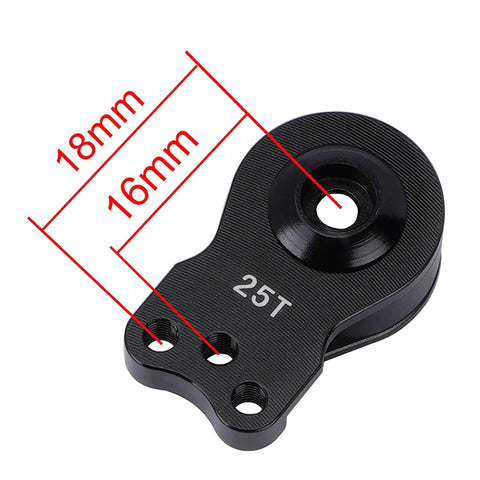 DJX aluminum 25T servo horn, black, three-hole, hi-torque RC car/boat accessory