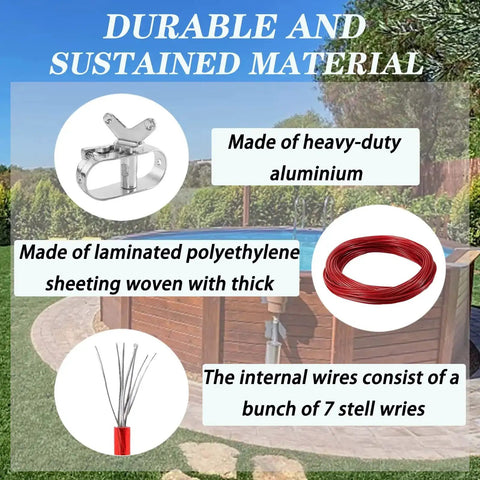 Easy To Install Pool Cover Cable And Winch Kit For Above Ground Pools with heavy-duty aluminum and polyethylene materials